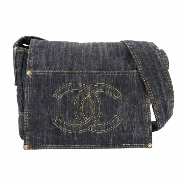 CHANEL Shoulder Bag Denim Navy Purse 90265975 - Picture 1 of 10